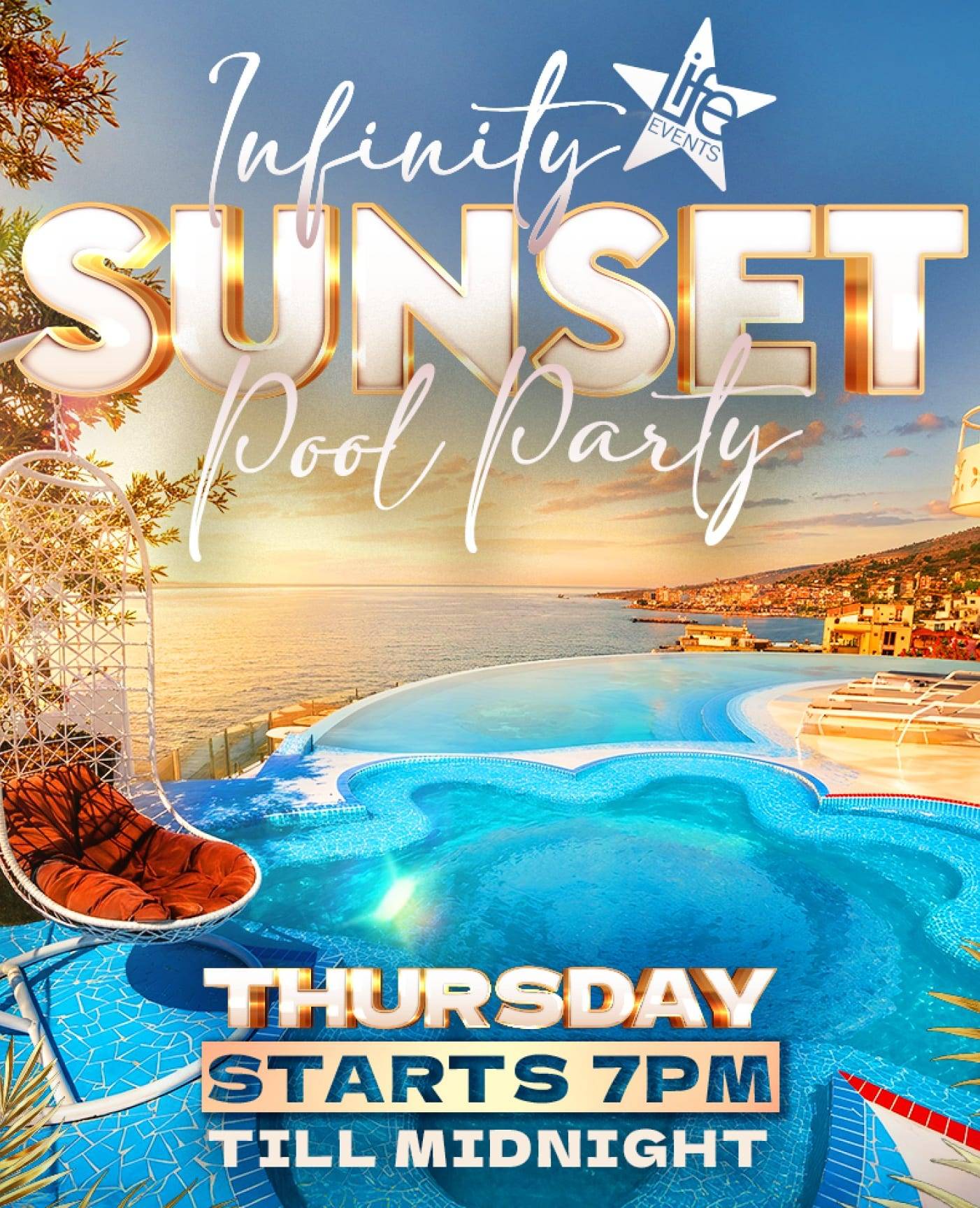 Infinity Sunset Pool Party · Bougainville Bay – official poster